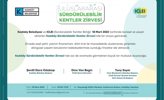 Uluslararası Sürdürülebilir Kentler Zirvesi 18 Mart’ta Kadıköy’de